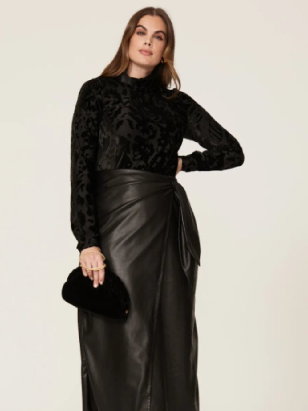Tanya Taylor Black Aurianne Velvet Long Sleeve